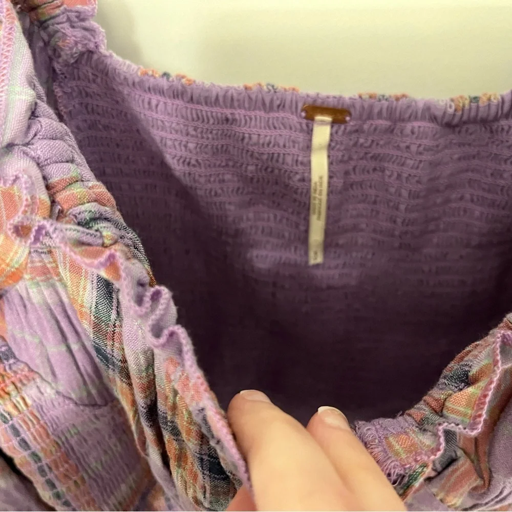 Free People Cherry Bomb cropped purple madras corset top size small petite SP - Picture 13 of 15